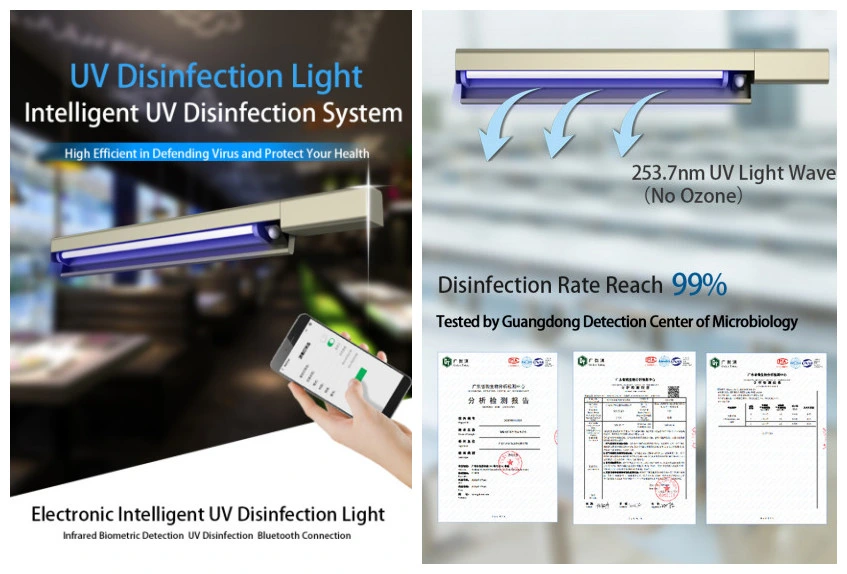 Hospital Bluetooth Remote Control Low Noise Small Smart Wall Mounted UV Lamp Air Purification Disinfection Equipment