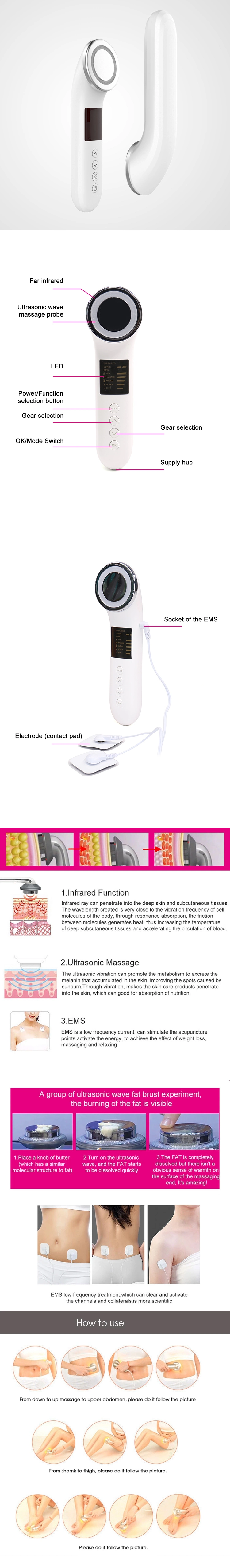LED Light Therapy Facial Massager, Light Therapy Device for Acne, Vibration Skin Firming Care