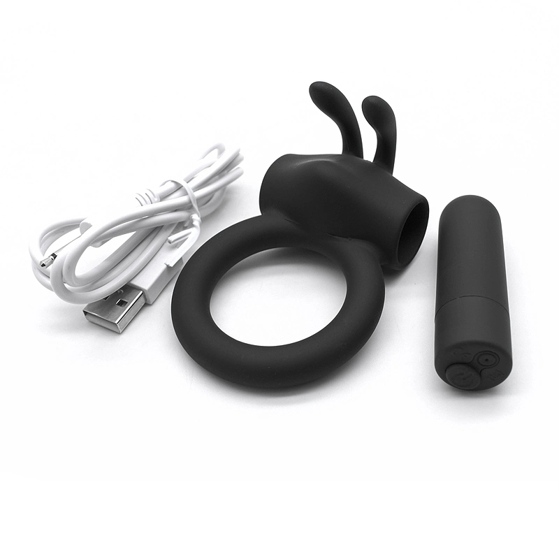 Waterproof Cock Ring Sleeve Double Ring Design Rabbit Cock Ring Vibrator for Men
