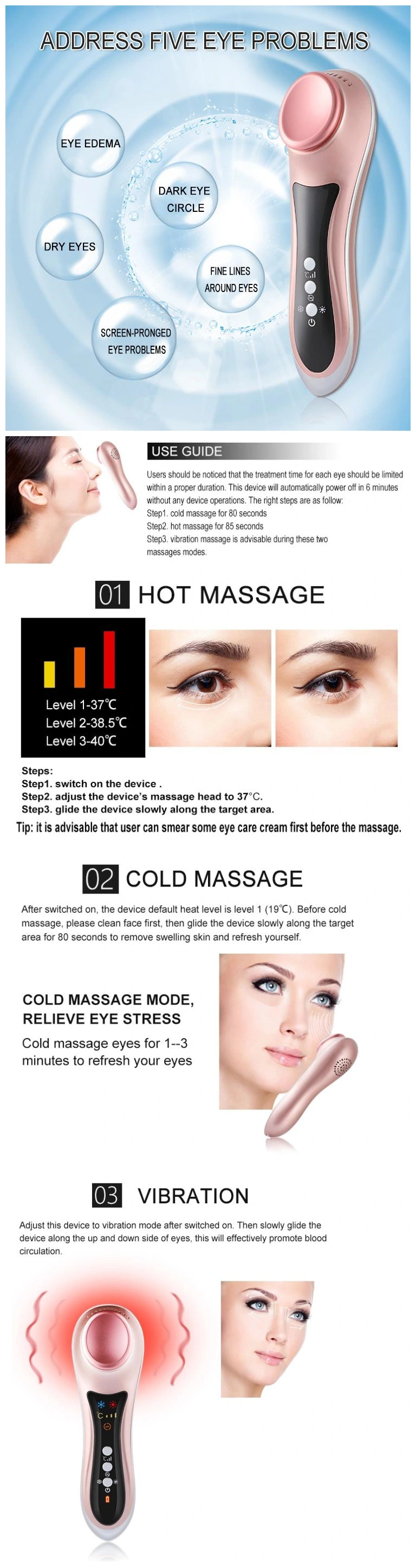 Facial Massage Hot Cold Multifunction Beauty Device Multi Function Facial Massage Mini Hot Cold Vibration
