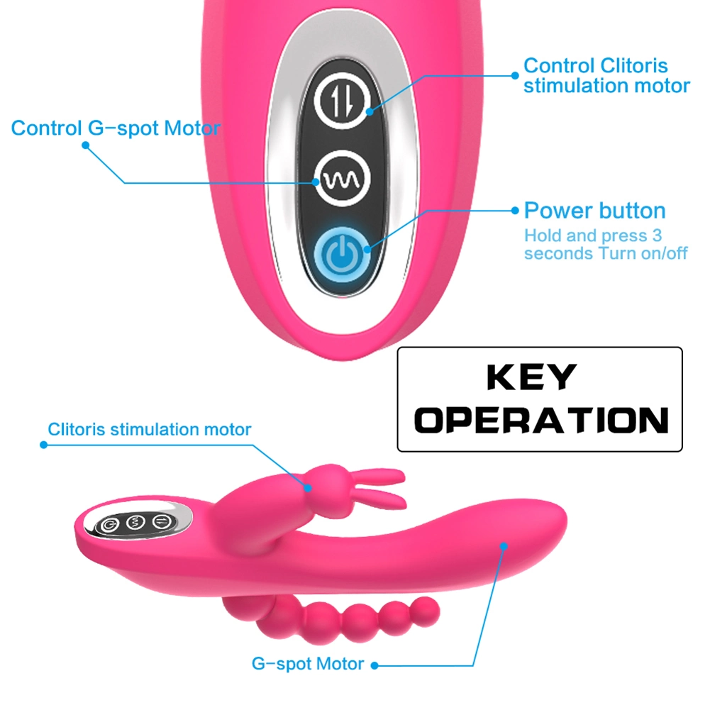 Waterrpoof USB Magnetic Rechargeable Anal Clit Vibrator 3 in 1 Dildo Rabbit Vibrator 