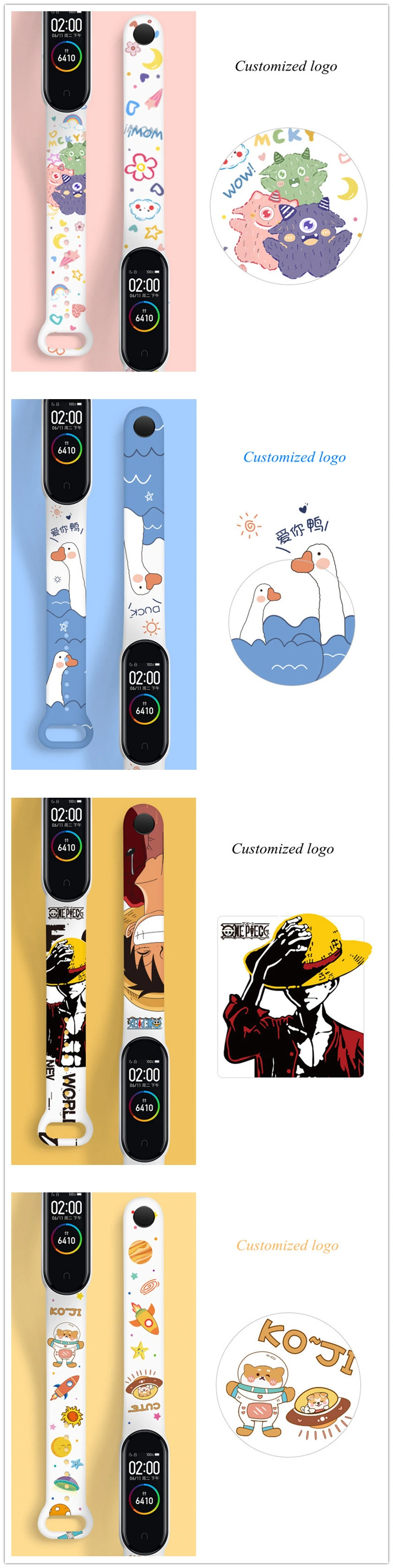 Custom Logo Sport Band Compatible with Xiaomi Soft Silicone Strap Wristbands Iwatch Strap for Women Womens