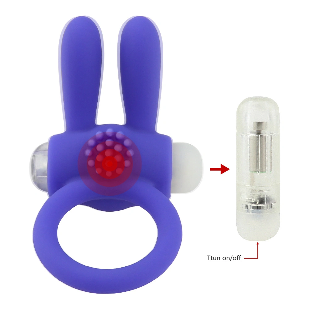 Vibrating Rabbit Cock Ring with Clitoris Brush Stimulating Sex Toy for Men