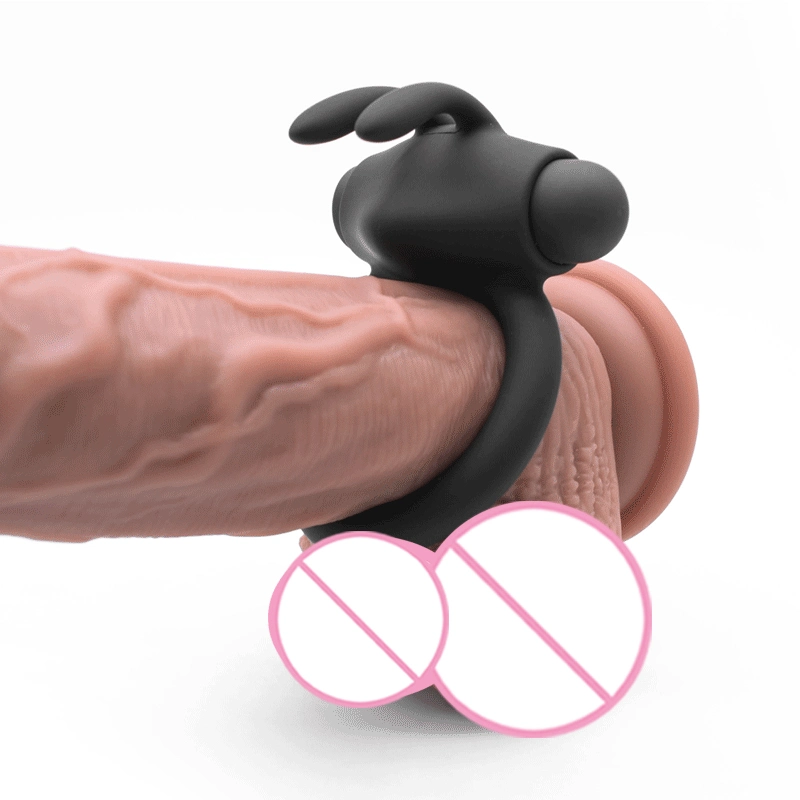 Silicone Rabbit Vibrator Penis Cock Ring Lock for Male Sex