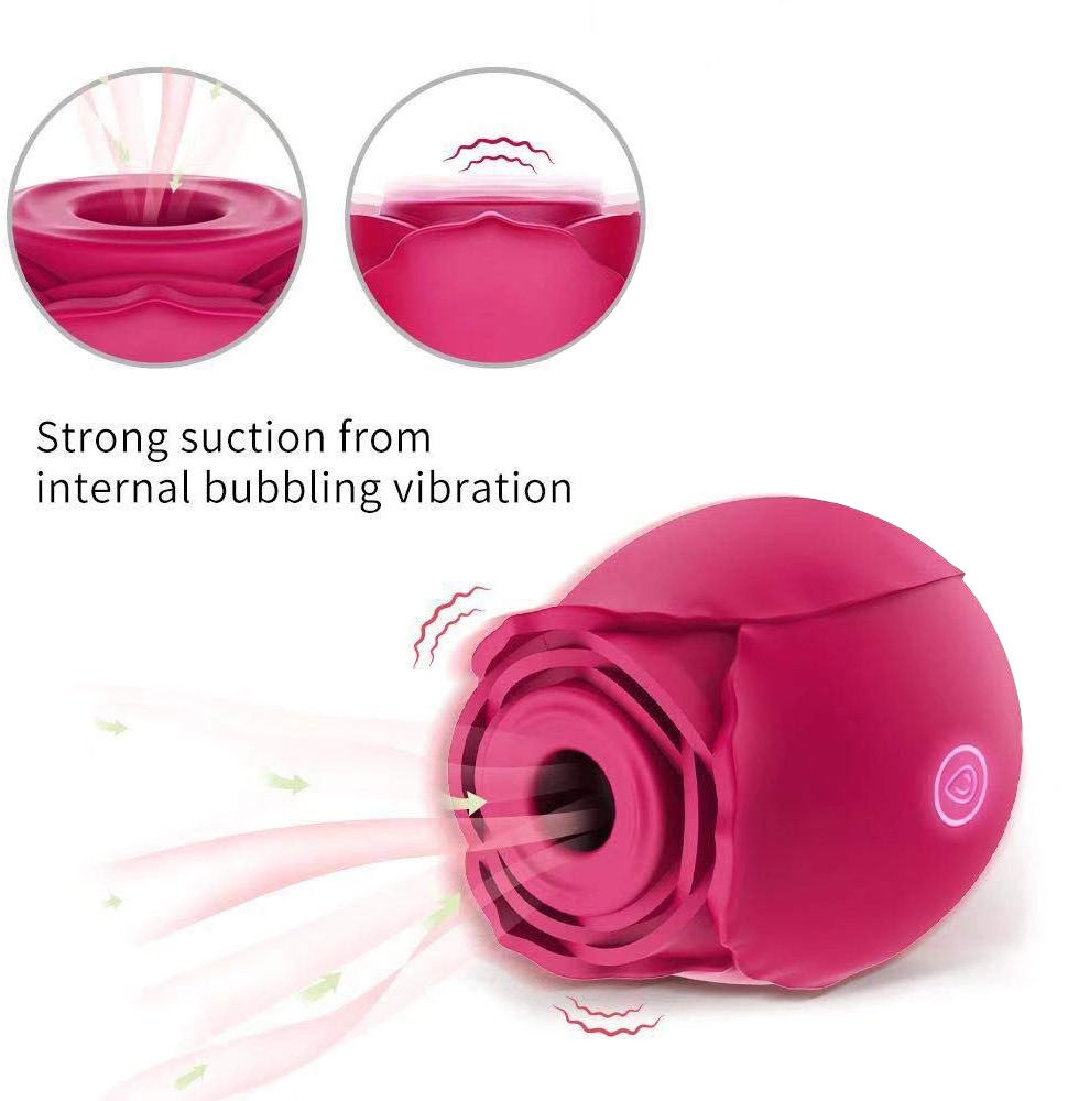 Red Rose Women Sex Toy Silicone Clit Licking Suction Sucking Sucker Magic Tongue Vibrator for Nipple