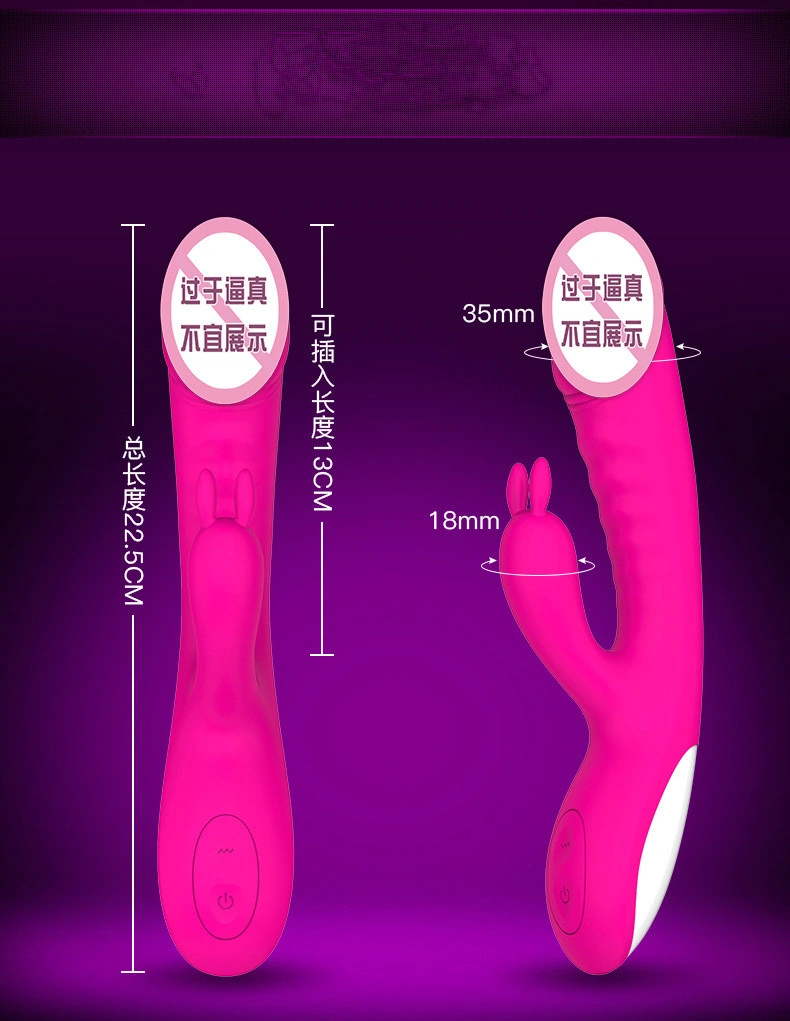 Physically Warm-up Rechargeable Powerful Silicone Rabbit Vibrator Sex Toy for Women