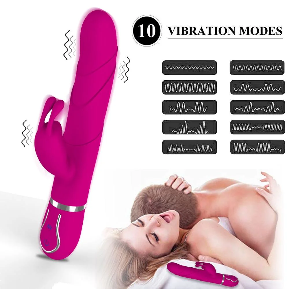 Double Penetration Realistic Personal Massager for Women Dildo Rabbit Vibrator