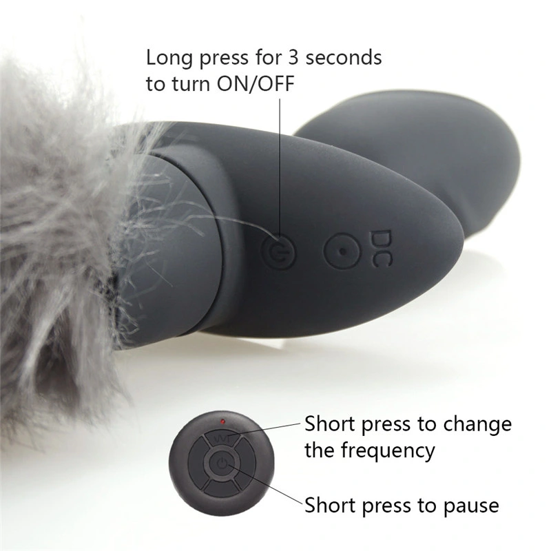 Exotic Accessories of Fox Tail with Remote Control Silicone Anal Plug Vibrator