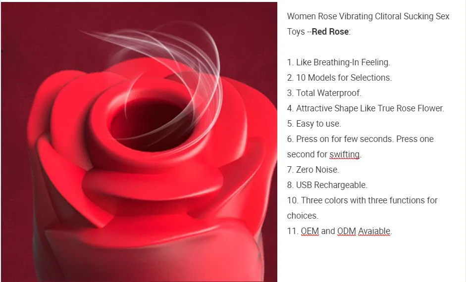 10 Speeds Pink Red White Rose Shaped Sucking Clitoral Vibrator Sex Toy Women