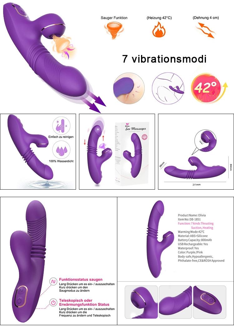 Silver Bullet Pussy Thrusting Girl Wand Vibrator Sex Toy Women