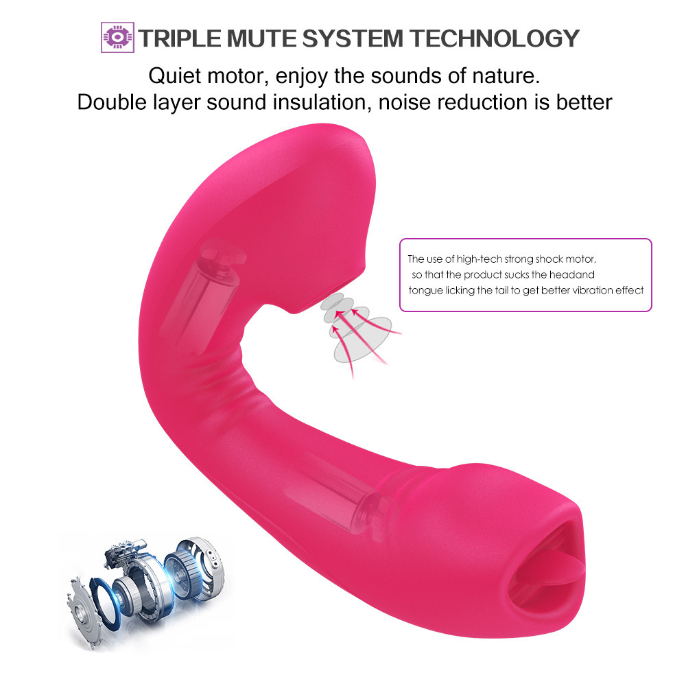 Clitoris Licking & Sucking Rechargeable Strapless Strap-on Dildo Vibrator Sex Toy (Licking Type)