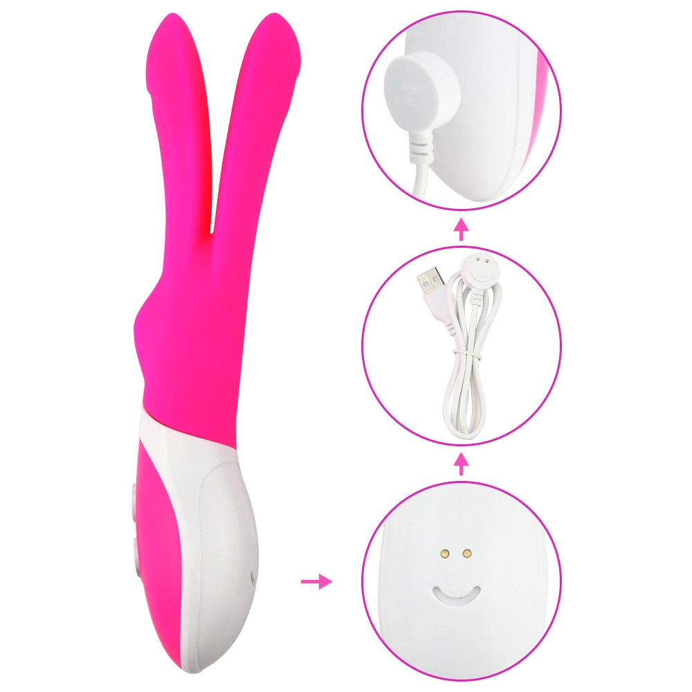 Rechargeable Powerful Rabbit Ears Clitoral Vibrator Sex Toy for Women