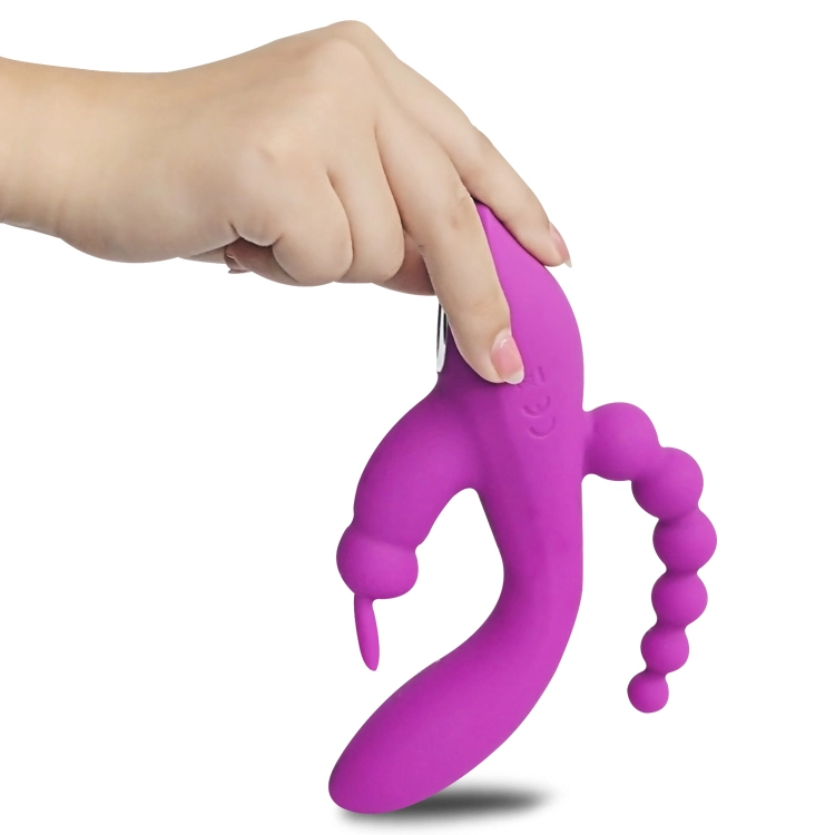G-Spot Rabbit Vibration 10 Modes Triple Massage Clitoris Stimulation Anal Bead Vibrator Female Sex Toy