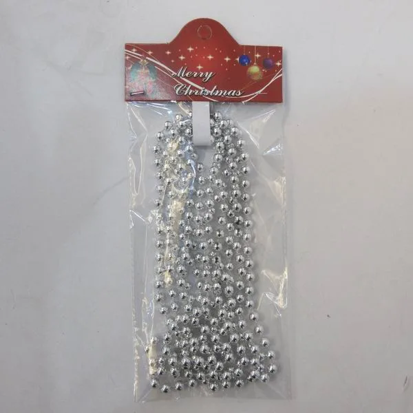 Party Decorated Plastic Bead Chain Shiny Silver Christmas Bead Garlands
