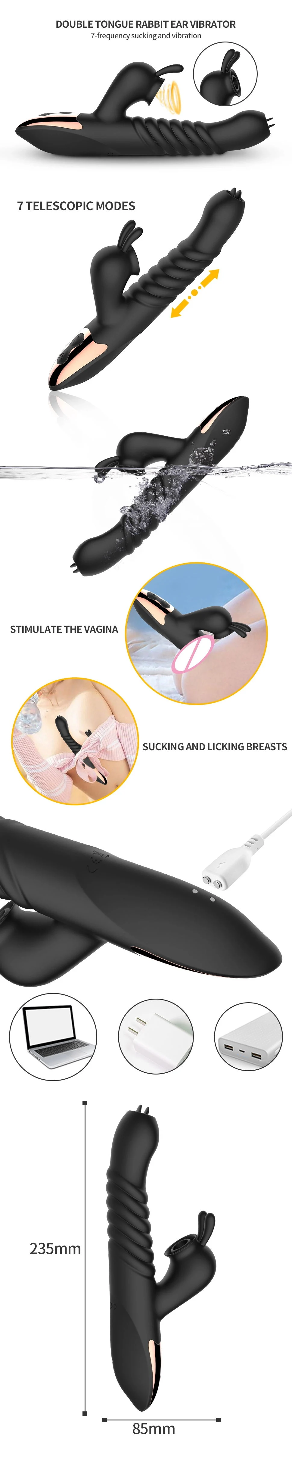 Fyb Vibrating Pink Dildo Rabbit Vibrator Sex Toy Dildo Women