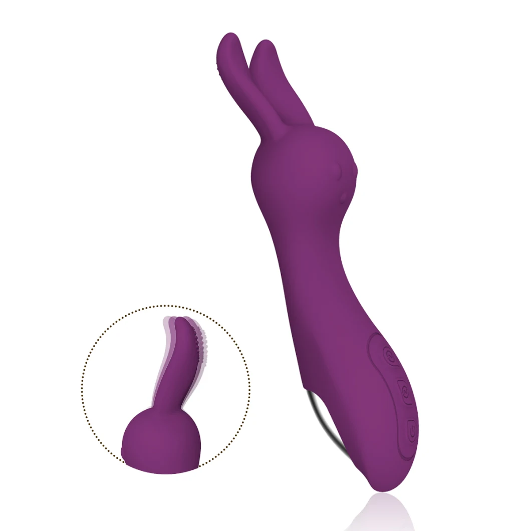 Y. Love USB Recharge Powerful Vibrating Lovely Rabbit Double Head Clitoris Nipple Masturbation Electric AV Wand Vibrator for Girl