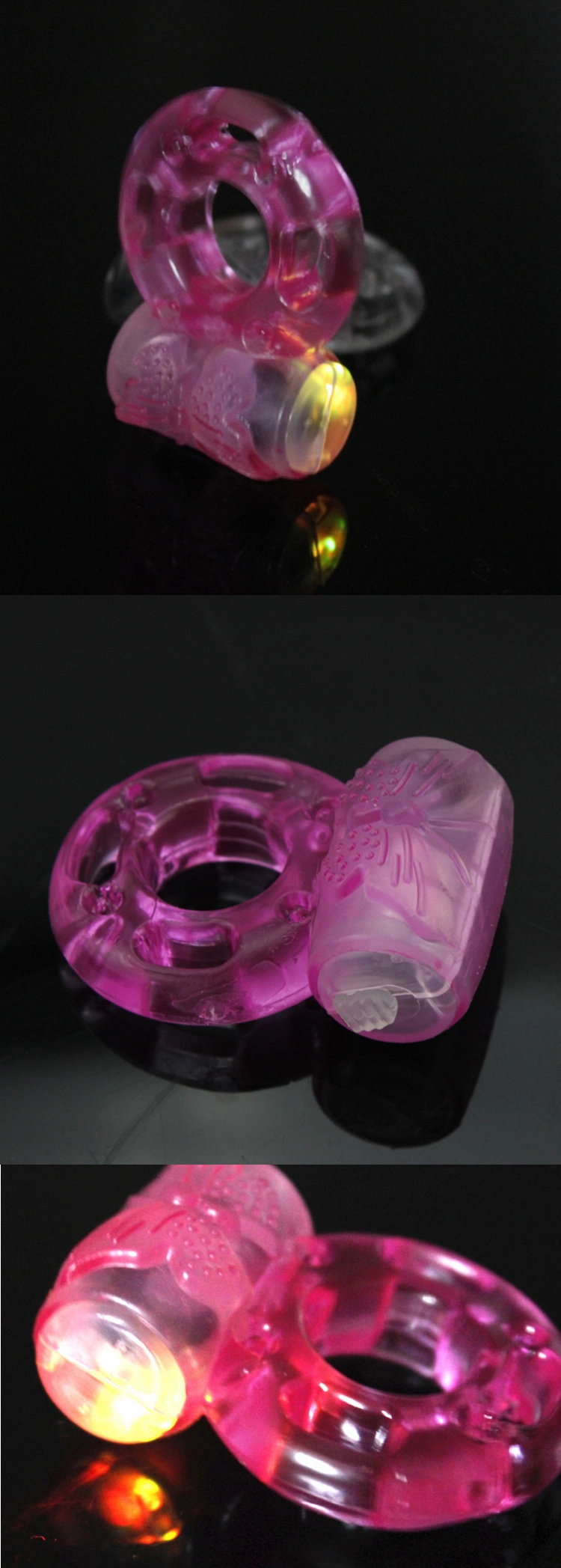 Strong Vibrating Cock Ring, Flashing LED Sex Love Ring