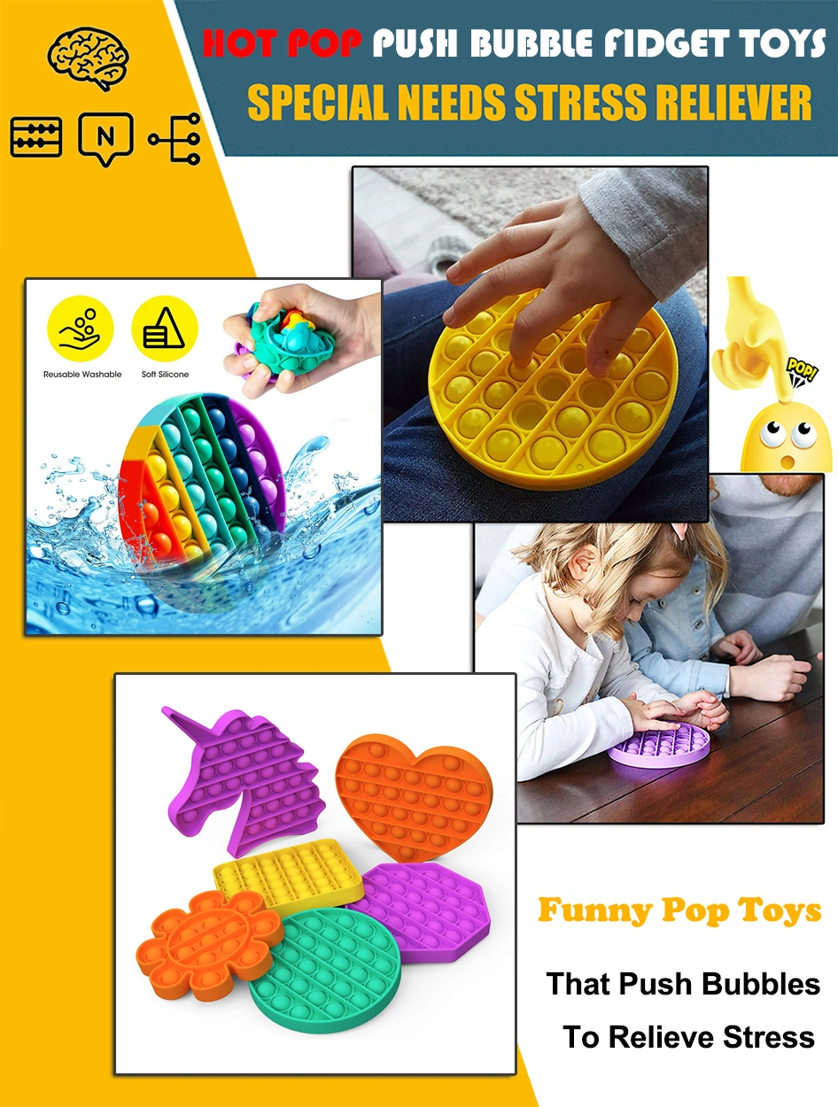 Pop Fidget Reliver Stress Toys Rainbow Push It Bubble Antistress Toys Adult Children Sensory Toy