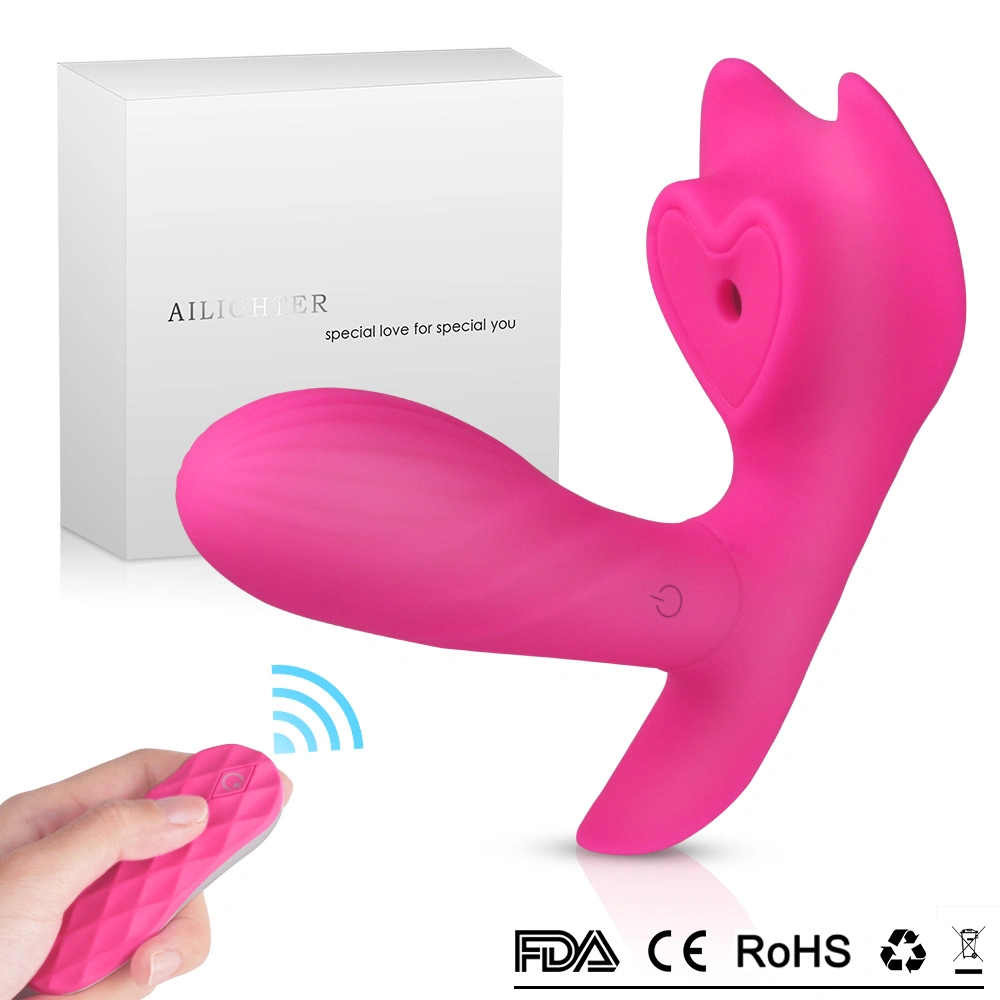 Double Penis Silicone Sex Toy Vibrating and Sucking Vibrator Sex Dildo for Women