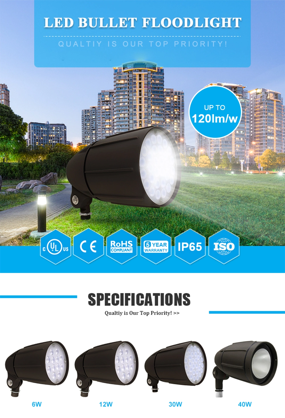 LED Bullet Landscape Light Bullet Floodlights with UL Ce