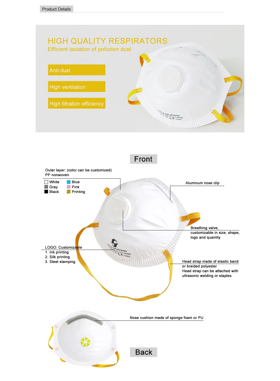 Adult FFP2 Bowl Shape Mask with Valve From Chinese Supplier