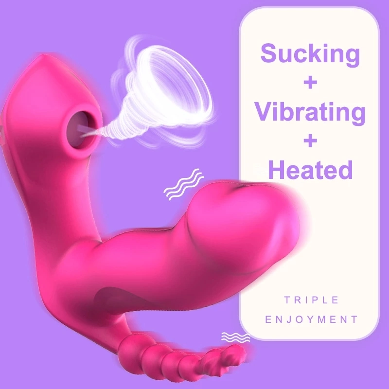 7 Mode Vibrating Sucker Anal Vagina Clitoris Stimulator 3 in 1 Sucking Vibrator