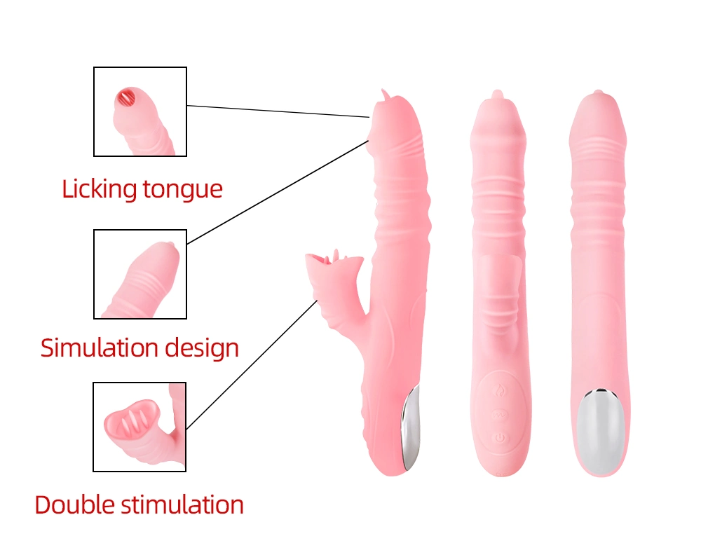 Heating Thrusting Tongue Licking G Spot Silicone Vibrator Girl Female Masturbation
