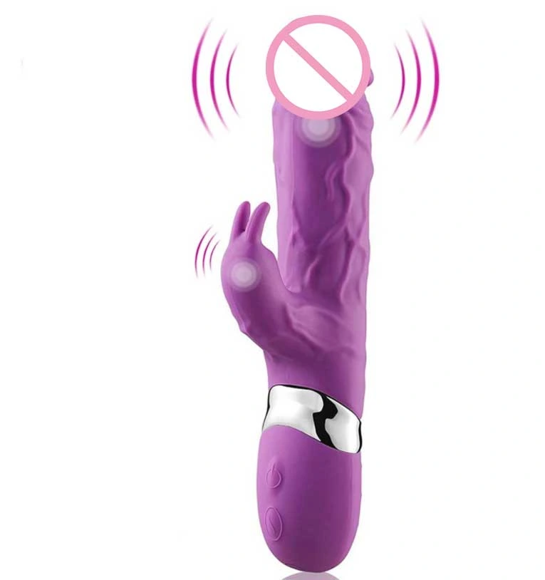Rubber Silicone Double Rabbit Dildos Vibrator Black Brown Color Powerful Vibrating Huge Penis