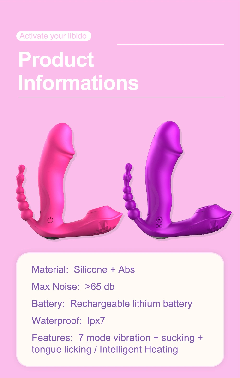 7 Mode Vibrating Sucker Anal Vagina Clitoris Stimulator 3 in 1 Sucking Vibrator