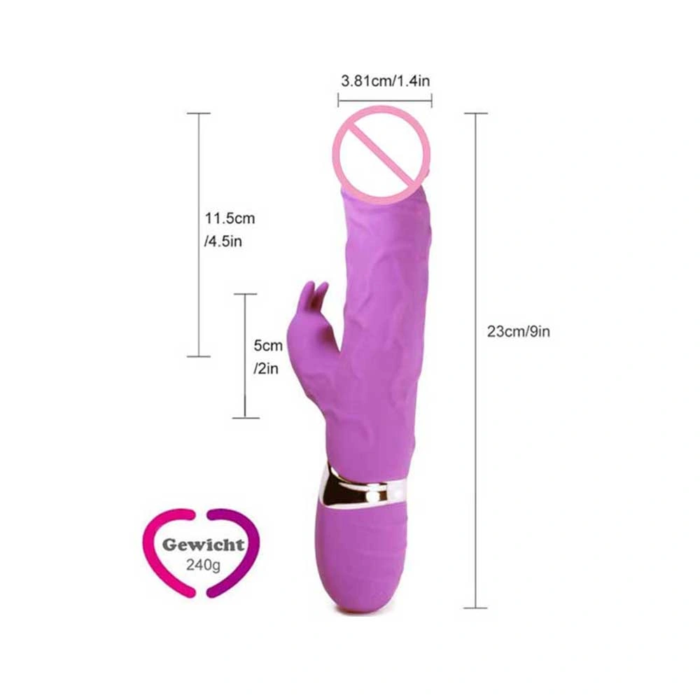 Rubber Silicone Double Rabbit Dildos Vibrator Black Brown Color Powerful Vibrating Huge Penis