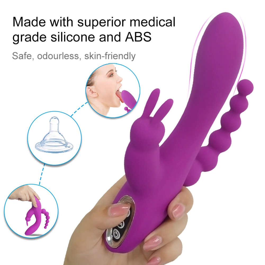 3 in 1 G Spot Vibrator for Women Clitoris Orgasm Silicone Anal Powerful Dildo Vibrator