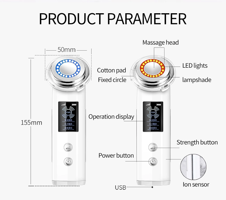 Ultrasonic Electric Facial Skin Rejuvenation Hot Cold Face Cleanser Massager Natural Face Lifting Massage Machine