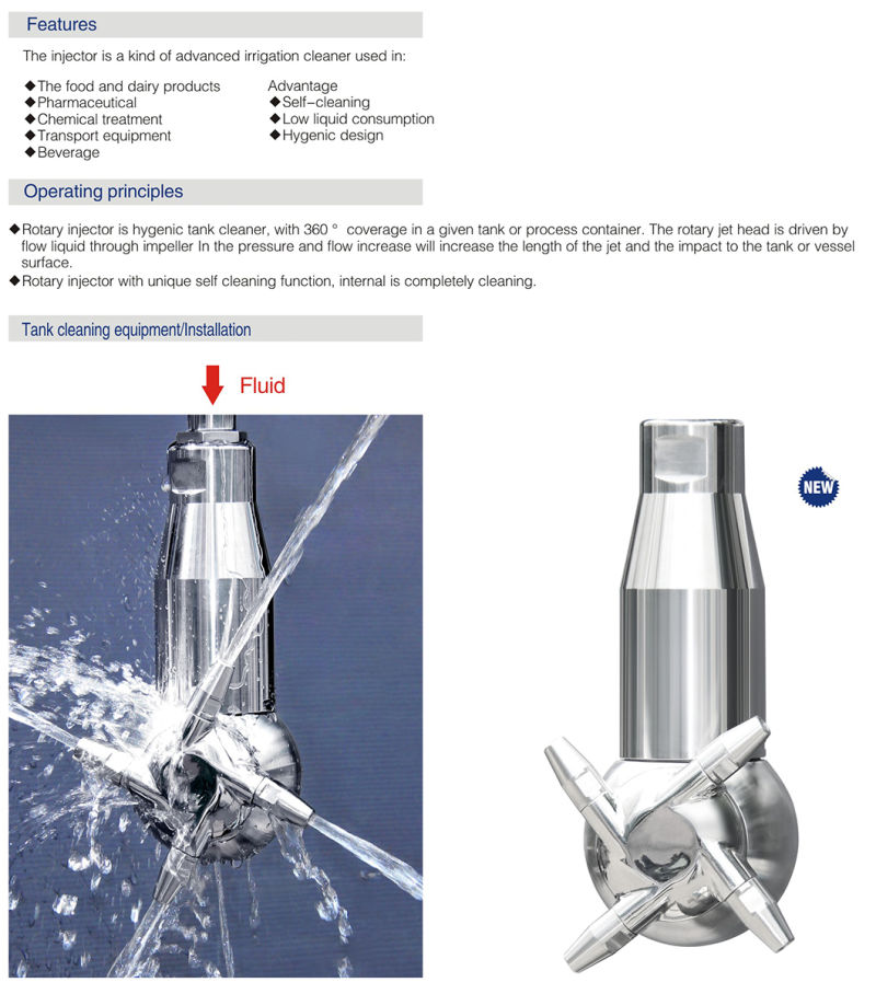 Sanitary Stainless Steel Vessel Cleaning Machine Rotary Nozzle