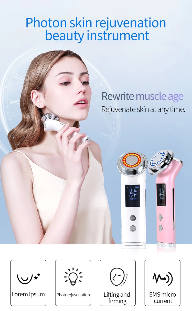 Ultrasonic Electric Facial Skin Rejuvenation Hot Cold Face Cleanser Massager Natural Face Lifting Massage Machine