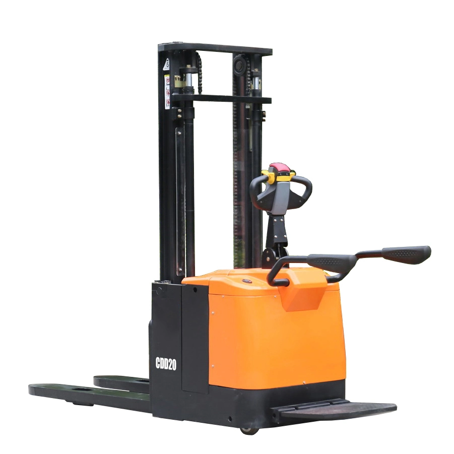 2t 2.0 Ton 2ton Battery Stacker Electric Pallet Stacker Lifting Height 3500mm 3.5m Mast Duplex Mast Two Stage Mast Pallet Stacker Fork Lift Stacker