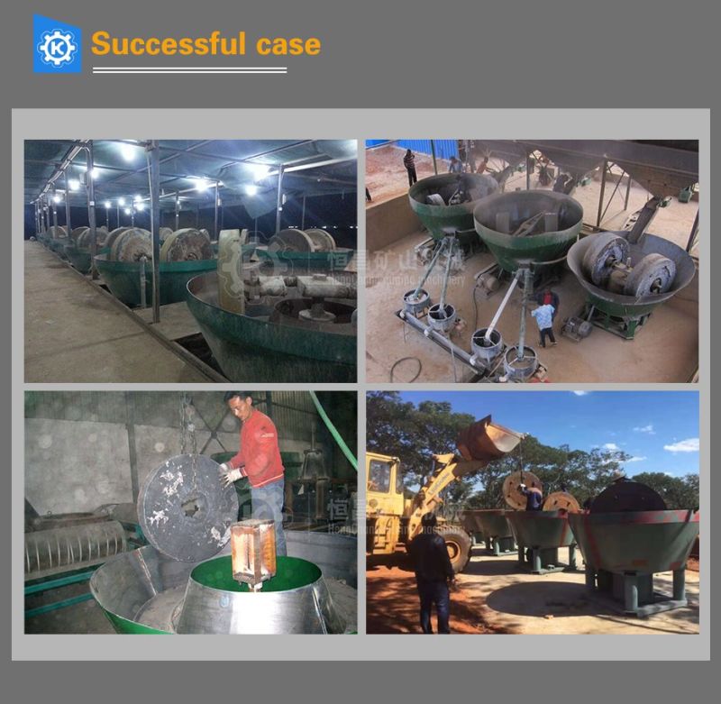 Mining Macheinery Roll Gold Machine/Wet Pan Mill/Wet Grinding Mill 1200b Wet Pan Mill