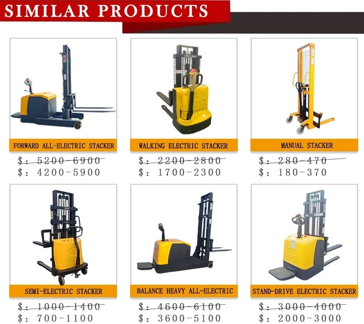 Counterbalanced Electric Pallet Stacker Forklift Hydraulic Stacker