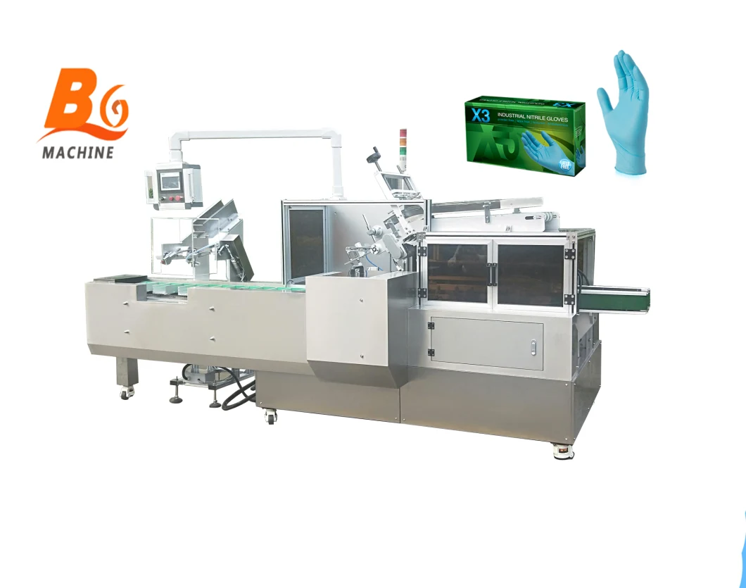 Fully Automatic Horizontal Glove Carton Box Packing Packaging Machinery Pharmaceutical Food Cartoning Machine