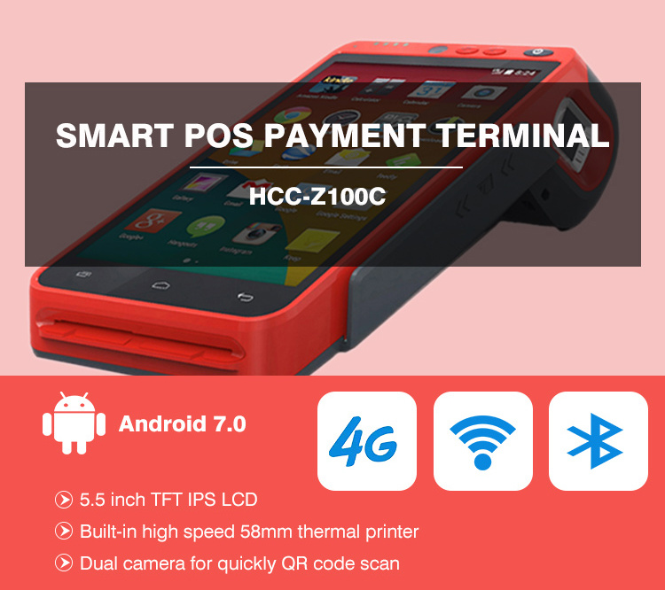 Android All in One WiFi+Fingerprint Handheld Smart POS Machine (HCC-Z100C)