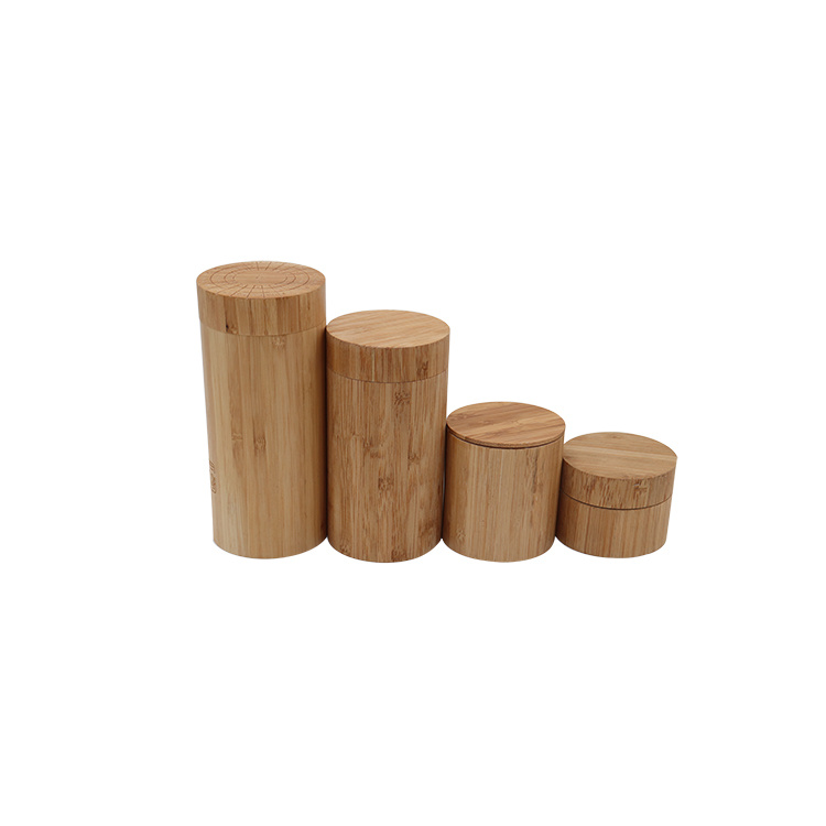 Multi-Layer Bamboo Veneer Cylinder Bamboo Jar Custom Logo Tin Can