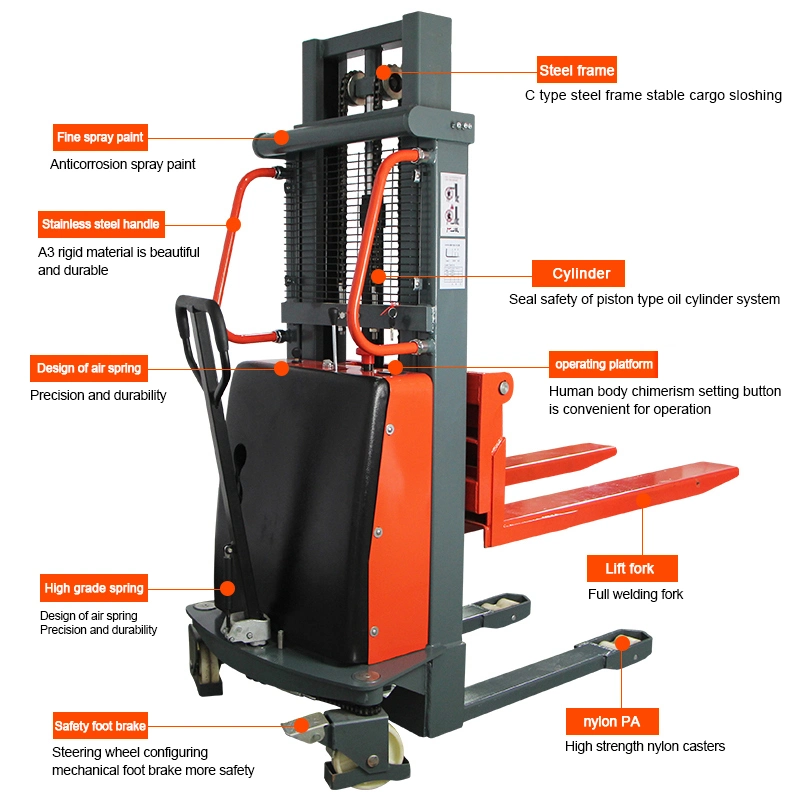 Electric Stacker Truck Pallet Lift Stacker Battery Operated Pallet Stacker