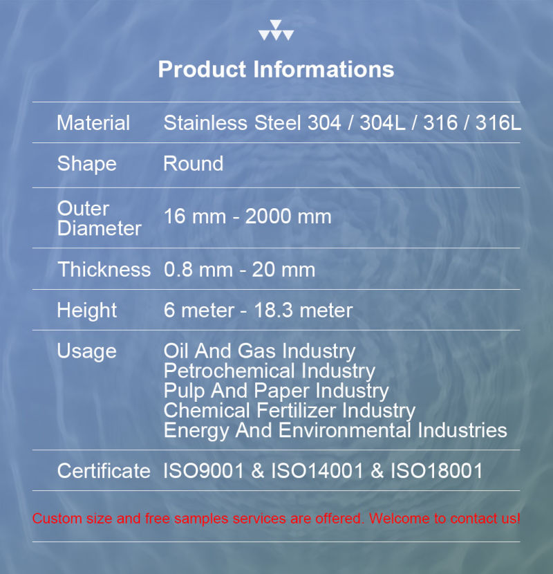 SUS304L SUS316L Stainless Steel Air Preheater Tube for Heat Exchanger