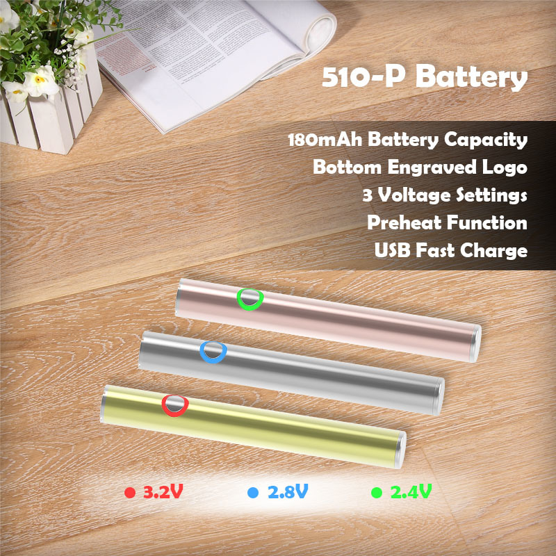 Hot Sell Button Engraved Logo Battery Vape Pen Preheating Battery