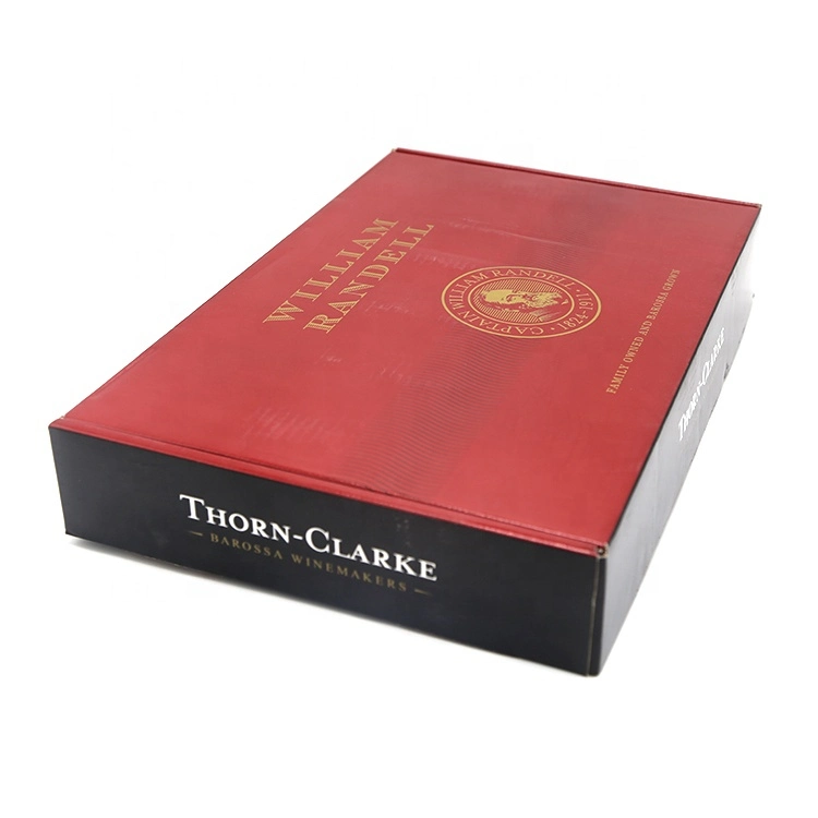 Wholesale Luxury Wine Bottle Packing Custom Glossy Black Corrugated Board Box with Insert Packaging