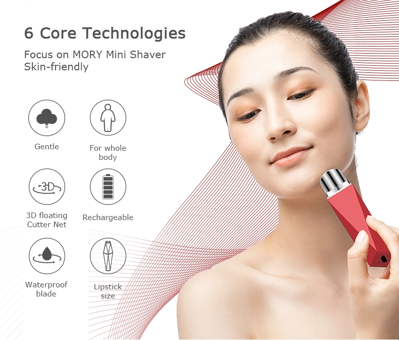 Mory Electric Facial Hair Remover Cordless Ladies Shaving Machine Portable Face Electric Mini Waterproof Woman Shaver