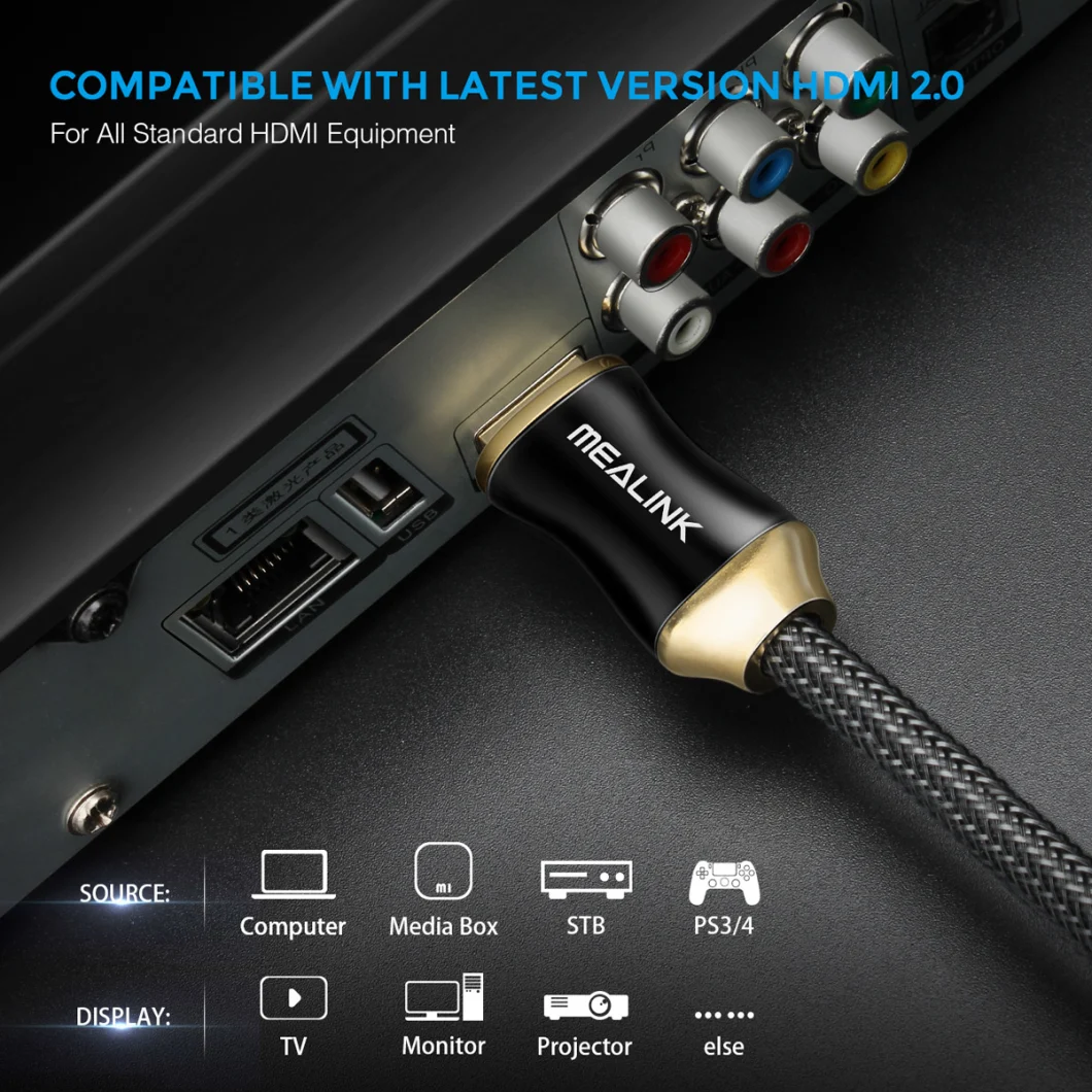 High Speed HDMI 2.0 Cable Support 4K@60Hz 2160p 18gbps 3D Hdcp 2.2 HDMI Cable