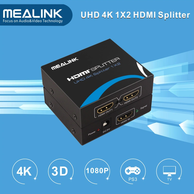 Mealink 1 in 2 out 1X2 HDMI Splitter 1.4V with Uhd 4k+3D+Ethernet