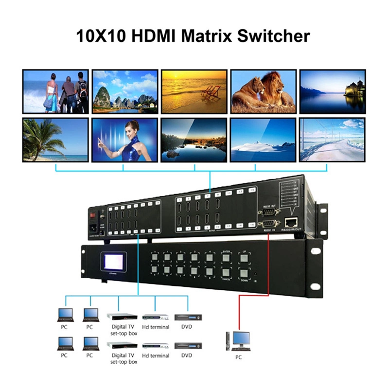 10 in 10 Output VGA Matrix Switcher 10X10 HD Matrix Switch HD Matrix Control Switcher with for HD TV PC Projector