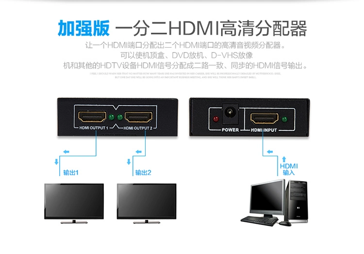 1X2 2 Ports HDMI Splitter