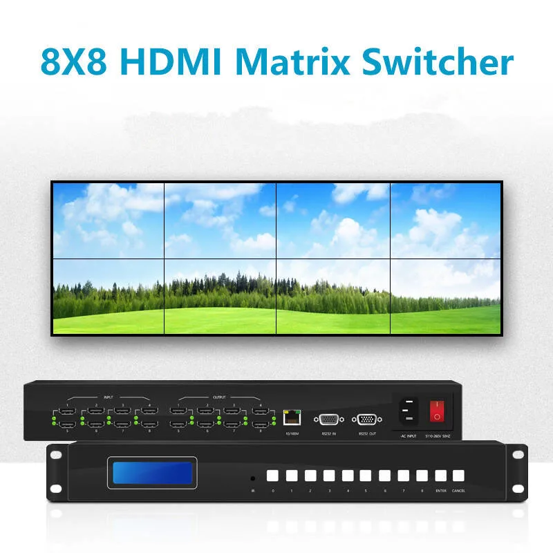HDMI Matrix Switcher 8X8 Fixed 8 Input 8 Output HDMI Matrix Switche for Video Wall Screen  Home Theater